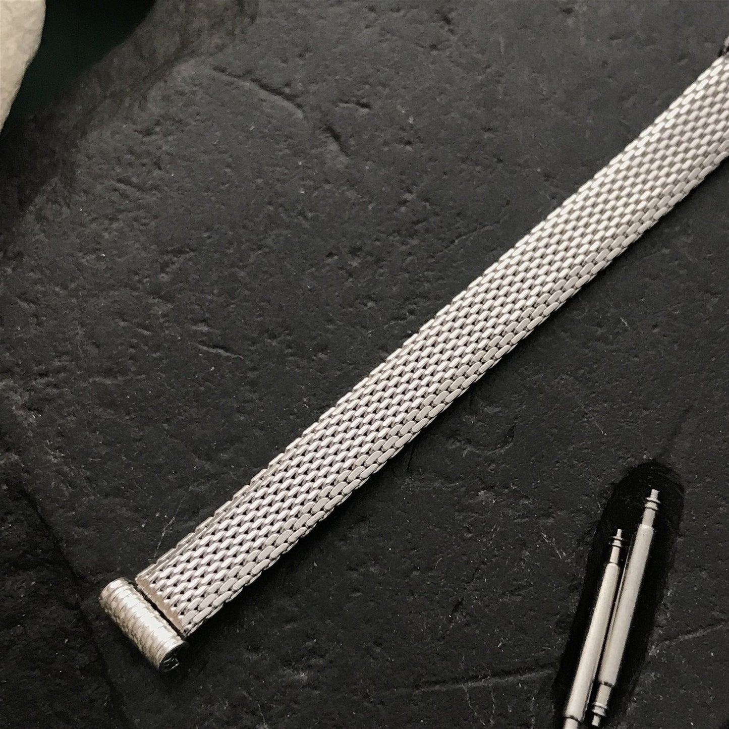 8mm 10k White Gold-Filled Mesh Speidel Unused Ladies 1960s Vintage Watch Band