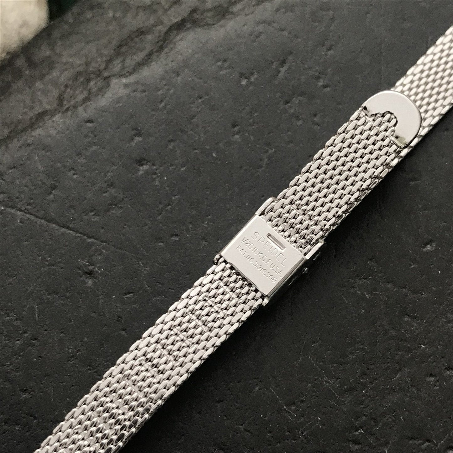 8mm 10k White Gold-Filled Mesh Speidel Unused Ladies 1960s Vintage Watch Band