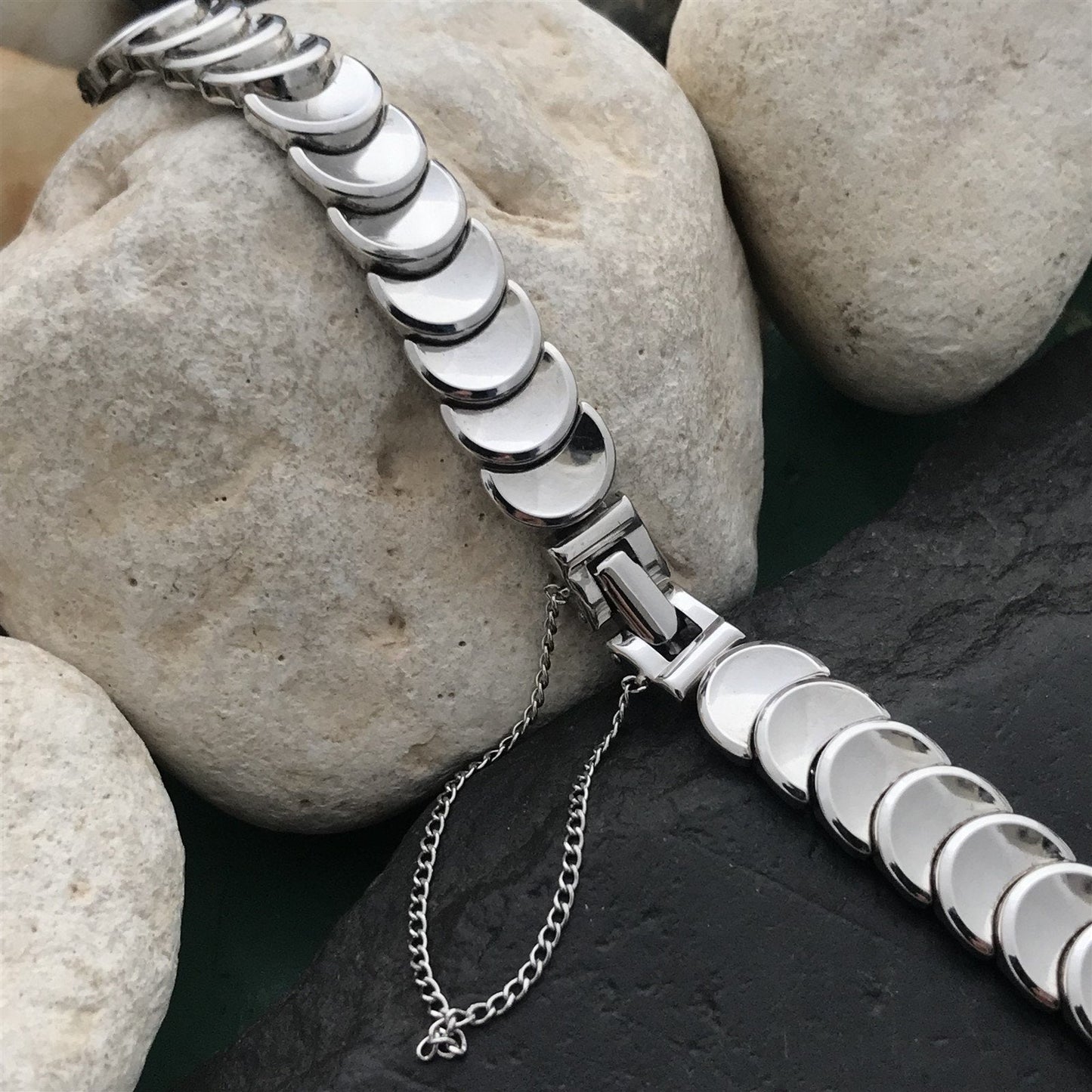 White Gold-Filled C-Ring Kreisler Coin-Link Ladies Unused 50s Vintage Watch Band