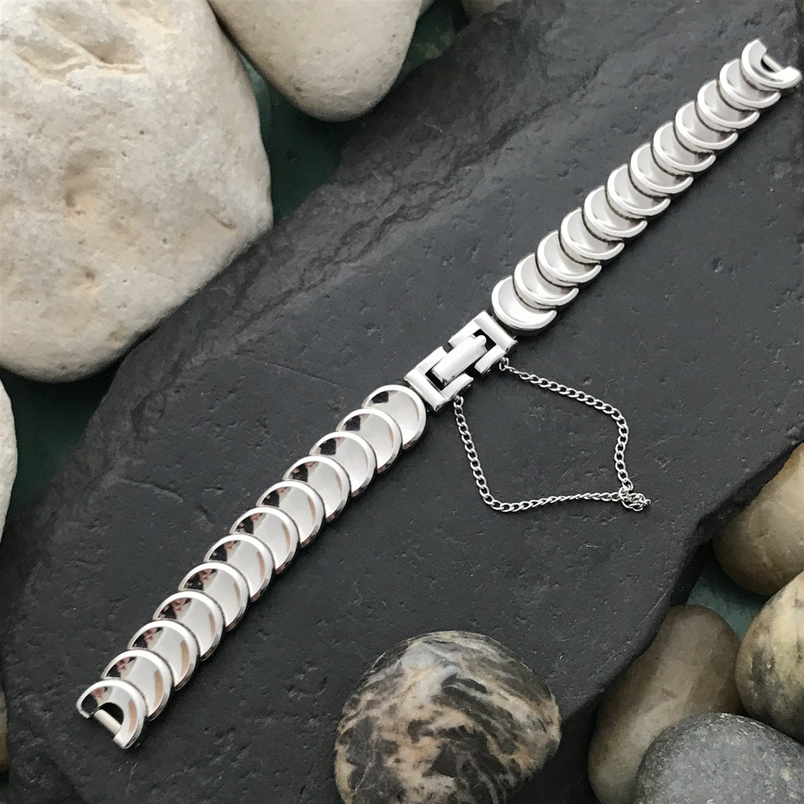 White Gold-Filled C-Ring Kreisler Coin-Link Ladies Unused 50s Vintage Watch Band