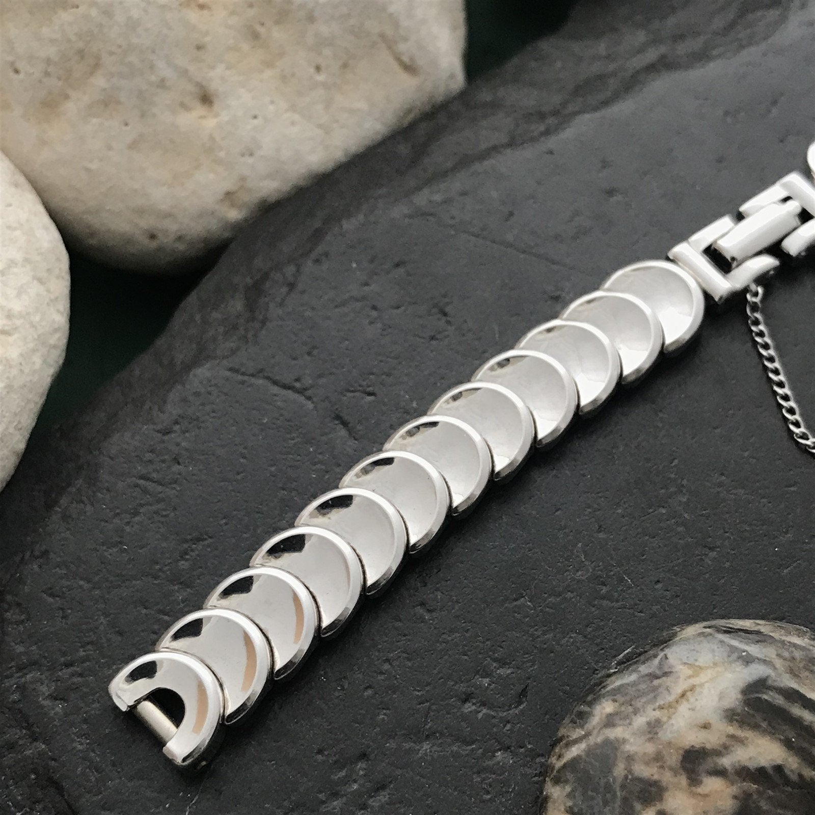 White Gold-Filled C-Ring Kreisler Coin-Link Ladies Unused 50s Vintage Watch Band