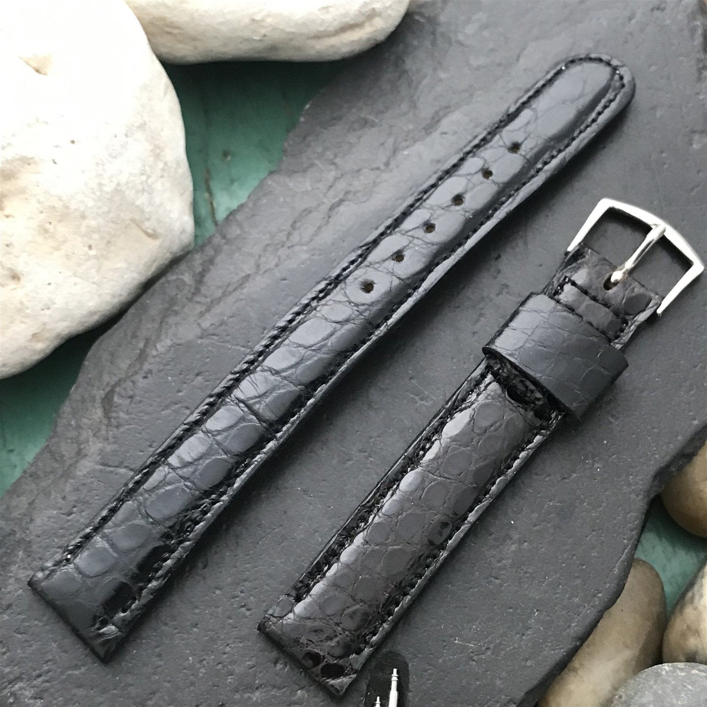 15mm Long Single-Keeper Black Lizard Mormac 1960s Unused Vintage Watch Band