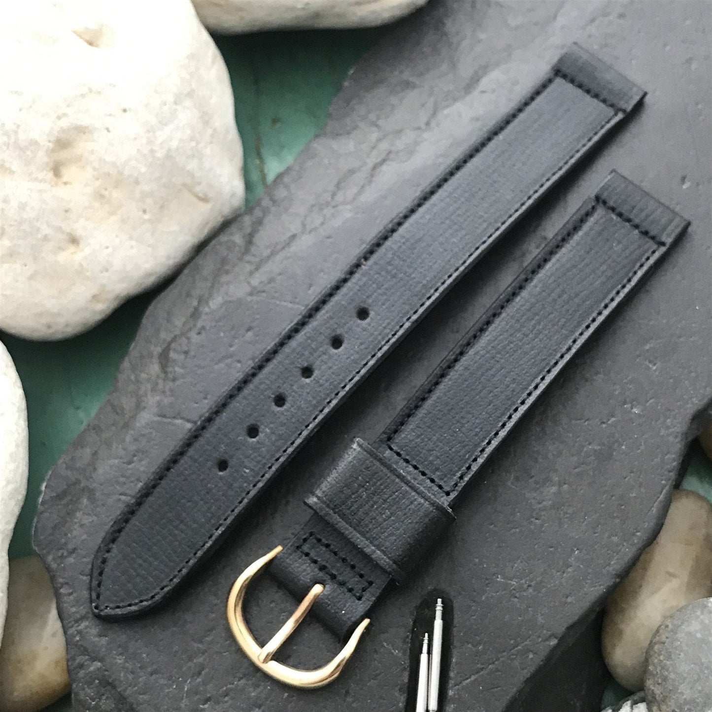 5/8" Long Single-Keeper Black Leather Kreisler 1960s Unused Vintage Watch Band