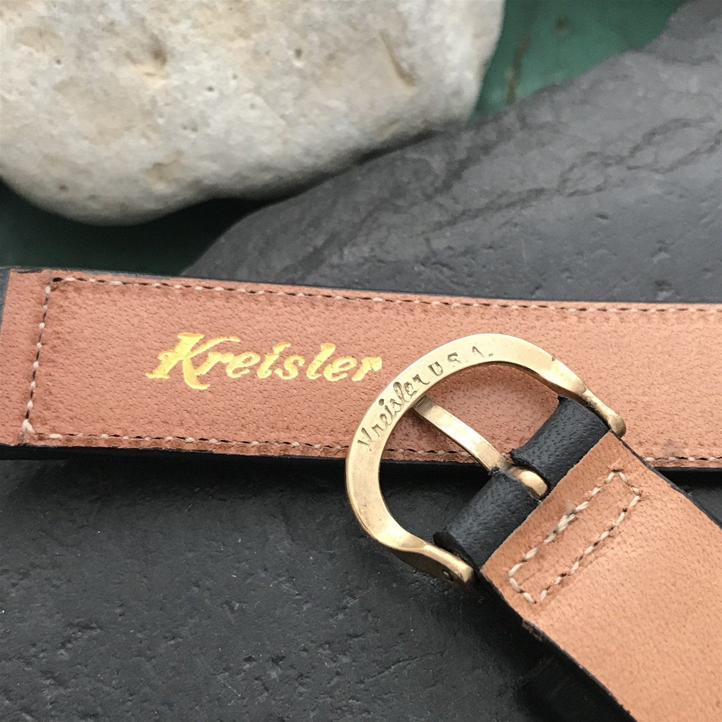 5/8" Long Single-Keeper Black Leather Kreisler 1960s Unused Vintage Watch Band