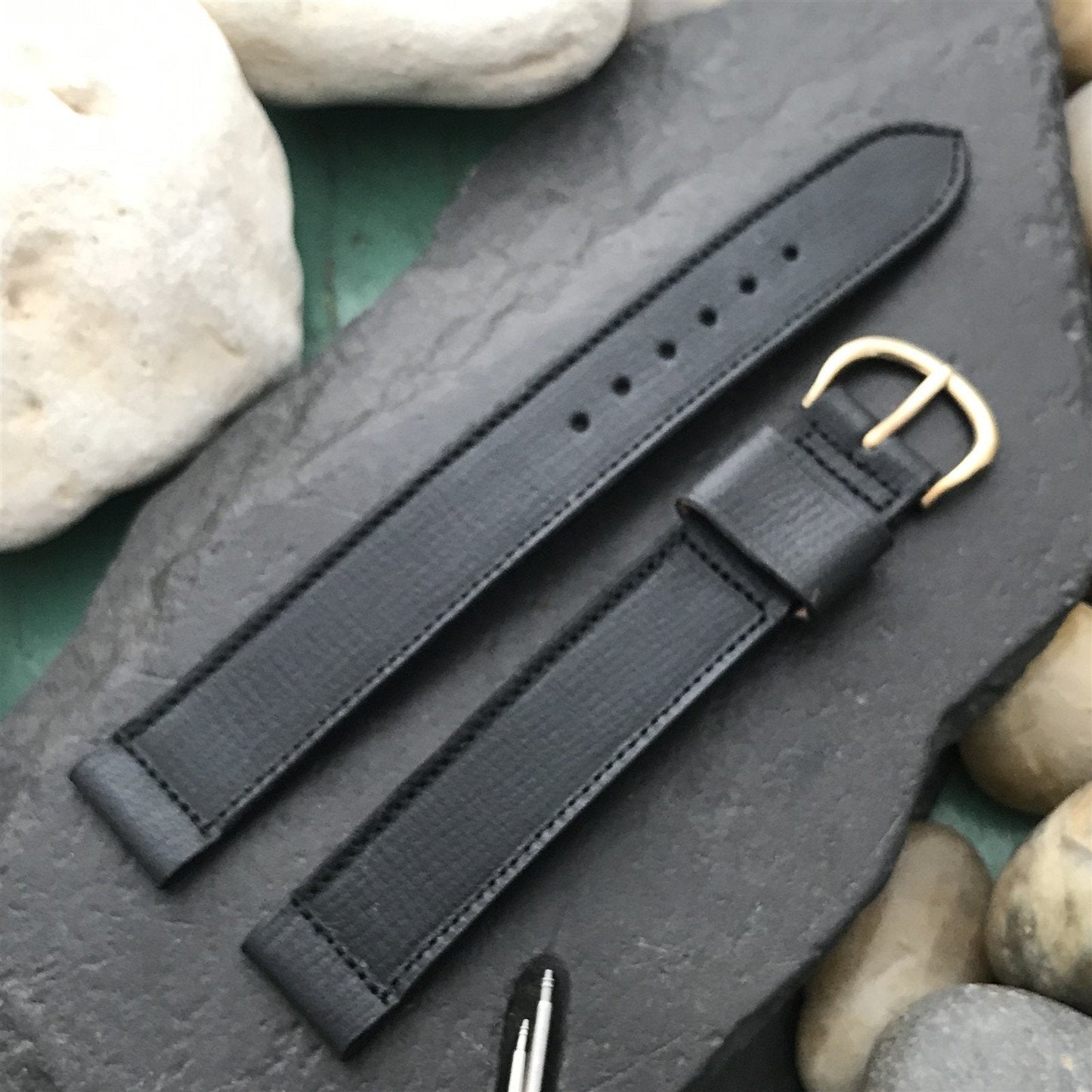 5/8" Long Single-Keeper Black Leather Kreisler 1960s Unused Vintage Watch Band