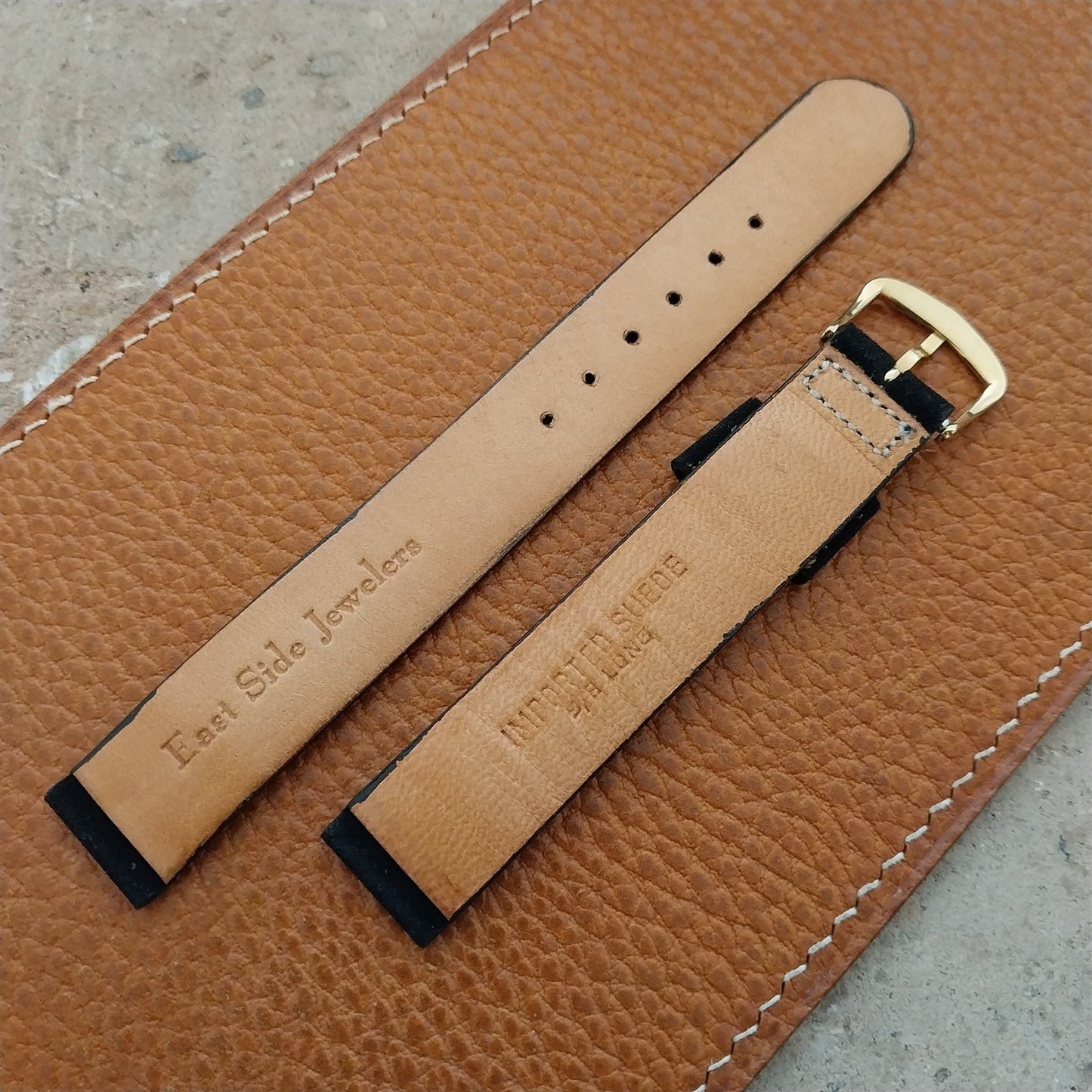 1960s 5/8" Long Single-Keeper Classic Black Suede Unused Vintage Watch Band