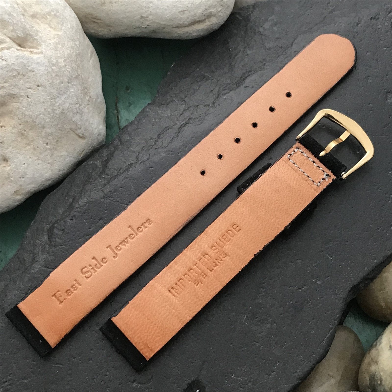 1960s 5/8" Long Single-Keeper Classic Black Suede Unused Vintage Watch Band