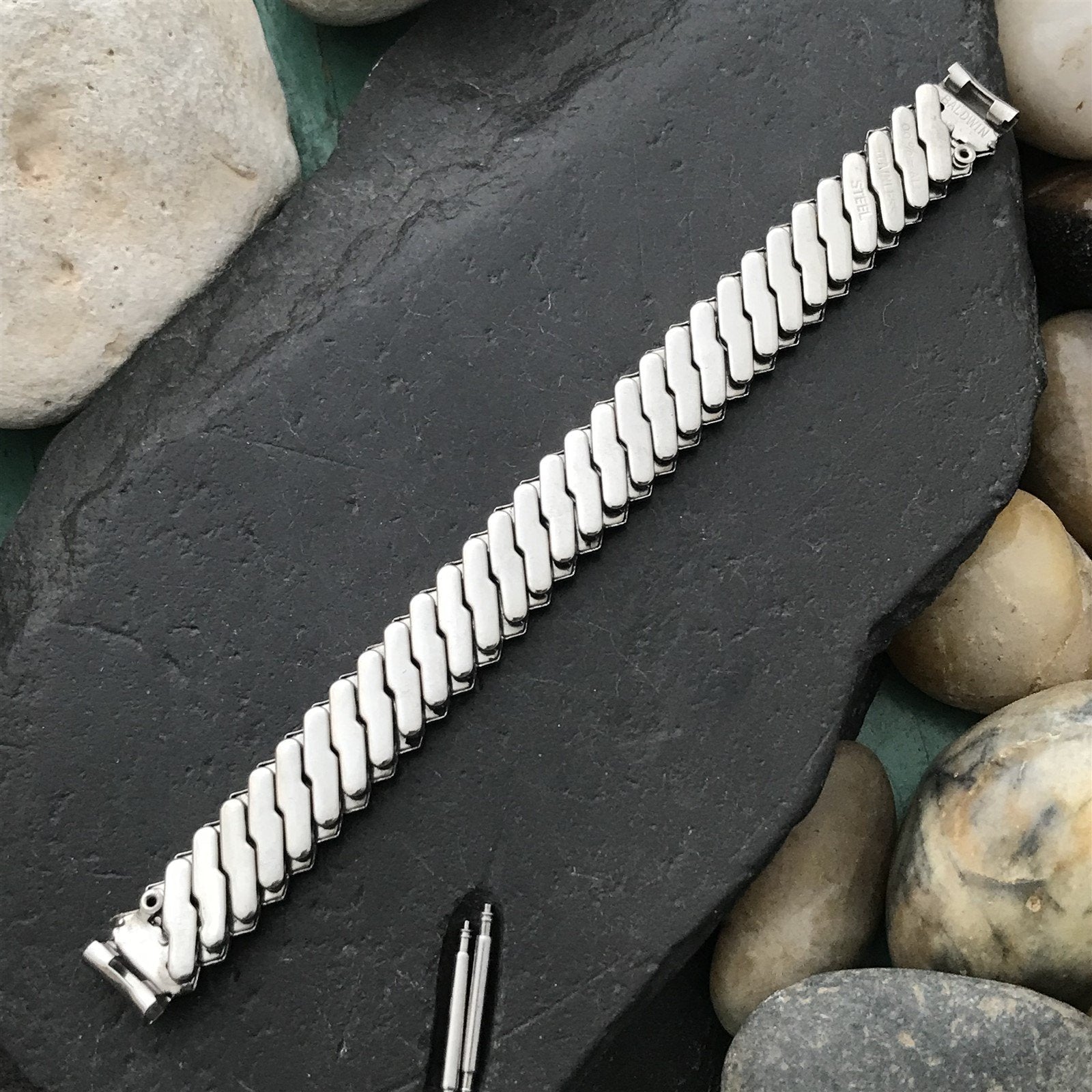 3/8" Ladies Stainless Steel Expansion Baldwin Unused 1950s Vintage Watch Band