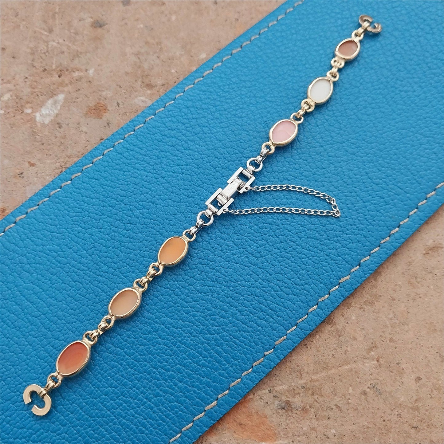 Yellow & White Gold-Filled Carved Shell Cameo Ladies 1960s Vintage Watch Band