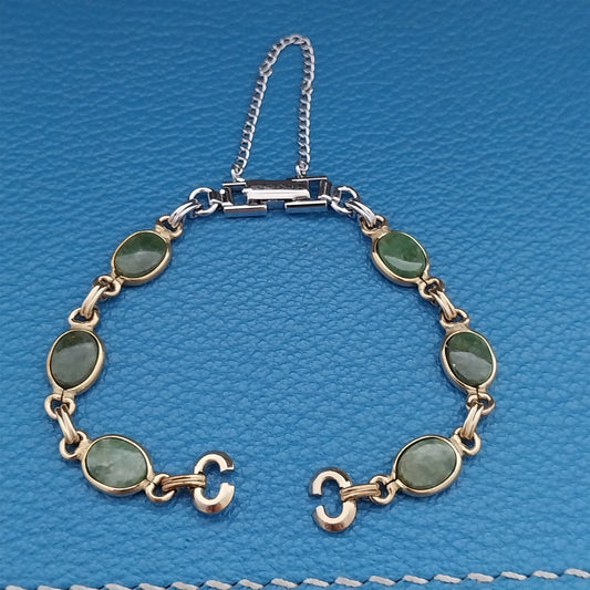 10K Gold-Filled Wyoming Jade Stone JB Champion Ladies Unused Vintage Watch Band