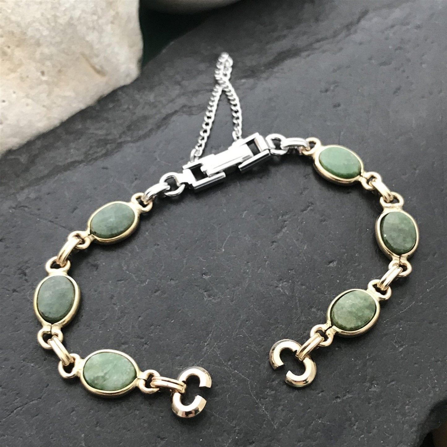 10K Gold-Filled Wyoming Jade Stone JB Champion Ladies Unused Vintage Watch Band