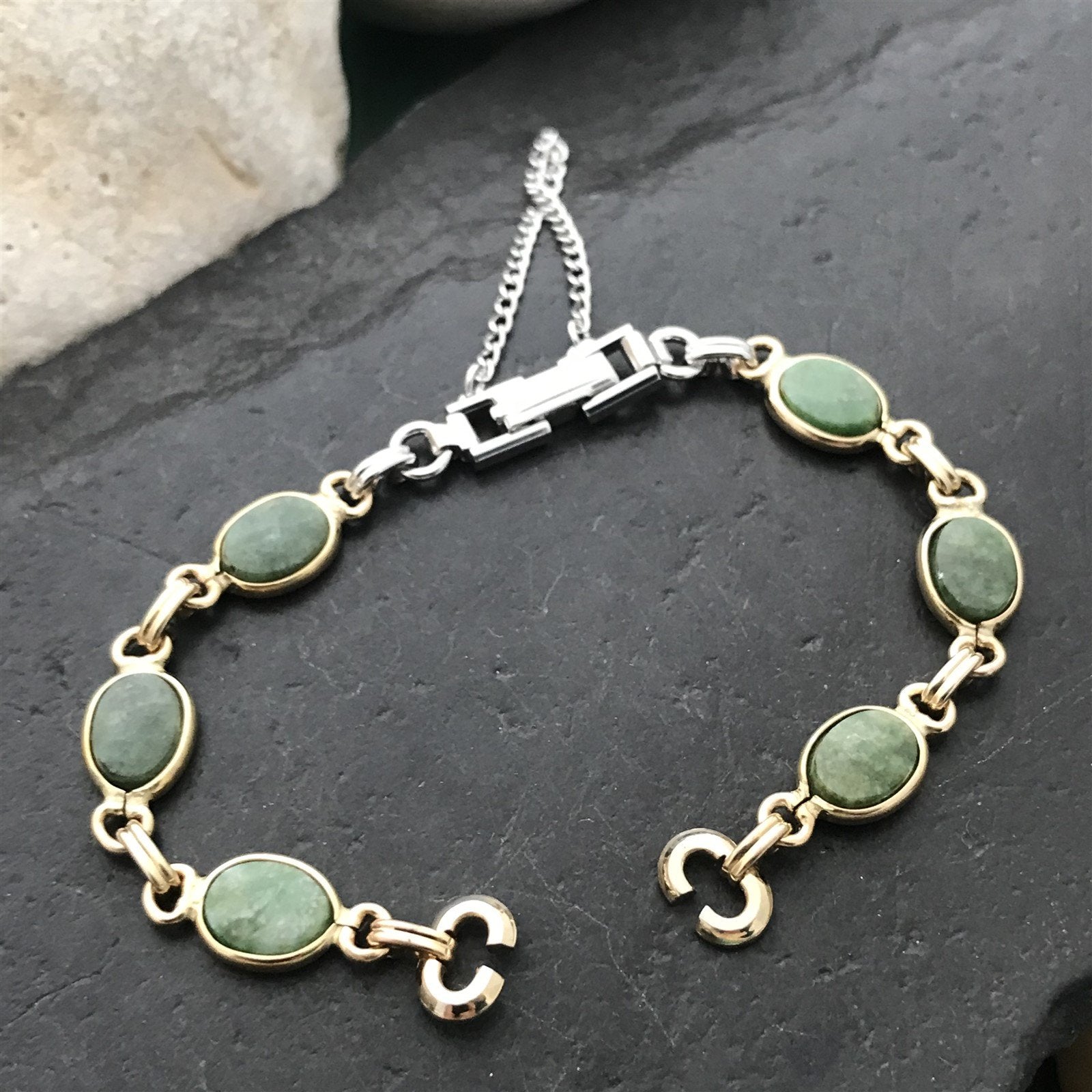 10K Gold-Filled Wyoming Jade Stone JB Champion Ladies Unused Vintage Watch Band