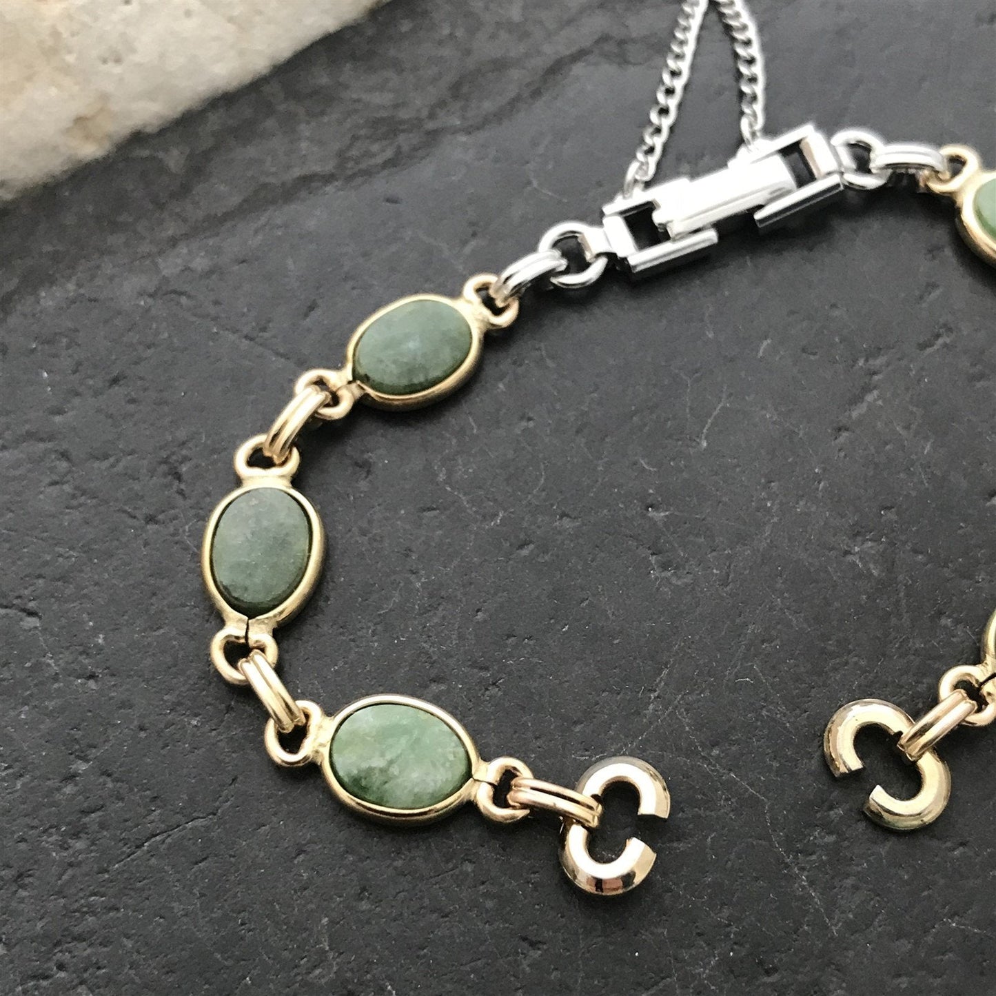 10K Gold-Filled Wyoming Jade Stone JB Champion Ladies Unused Vintage Watch Band