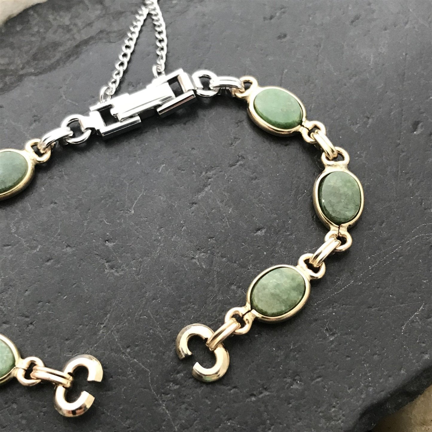 10K Gold-Filled Wyoming Jade Stone JB Champion Ladies Unused Vintage Watch Band