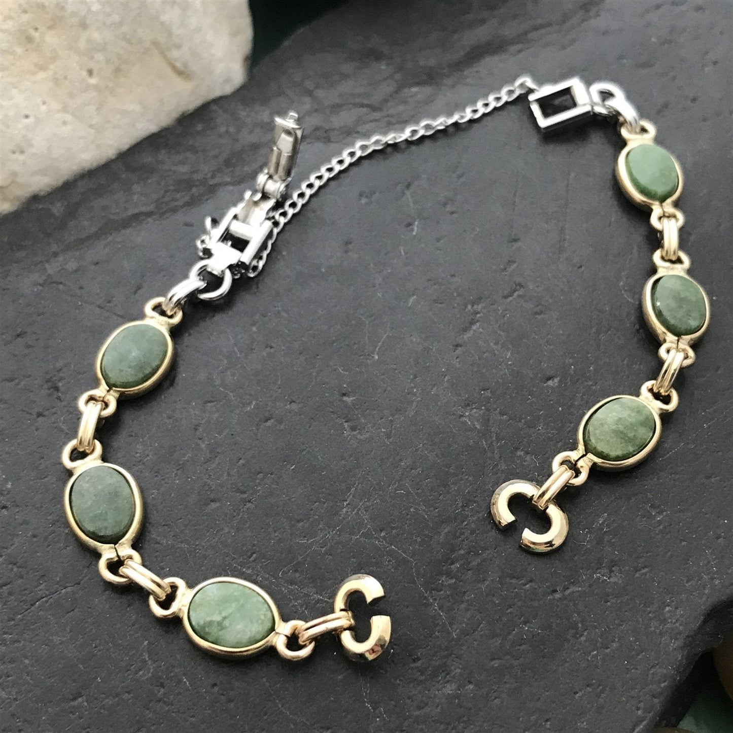 10K Gold-Filled Wyoming Jade Stone JB Champion Ladies Unused Vintage Watch Band