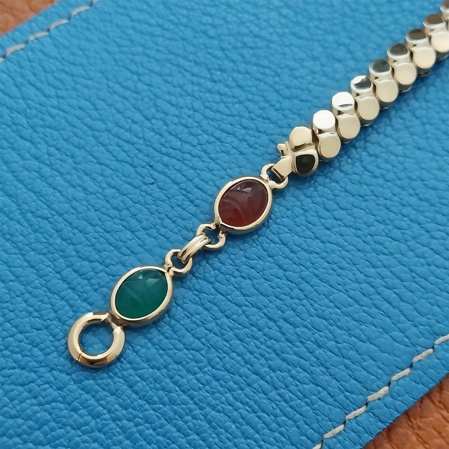 Ladies 1950s Carved Stone Scarab 10k Gold-Filled Unused Vintage Watch Band