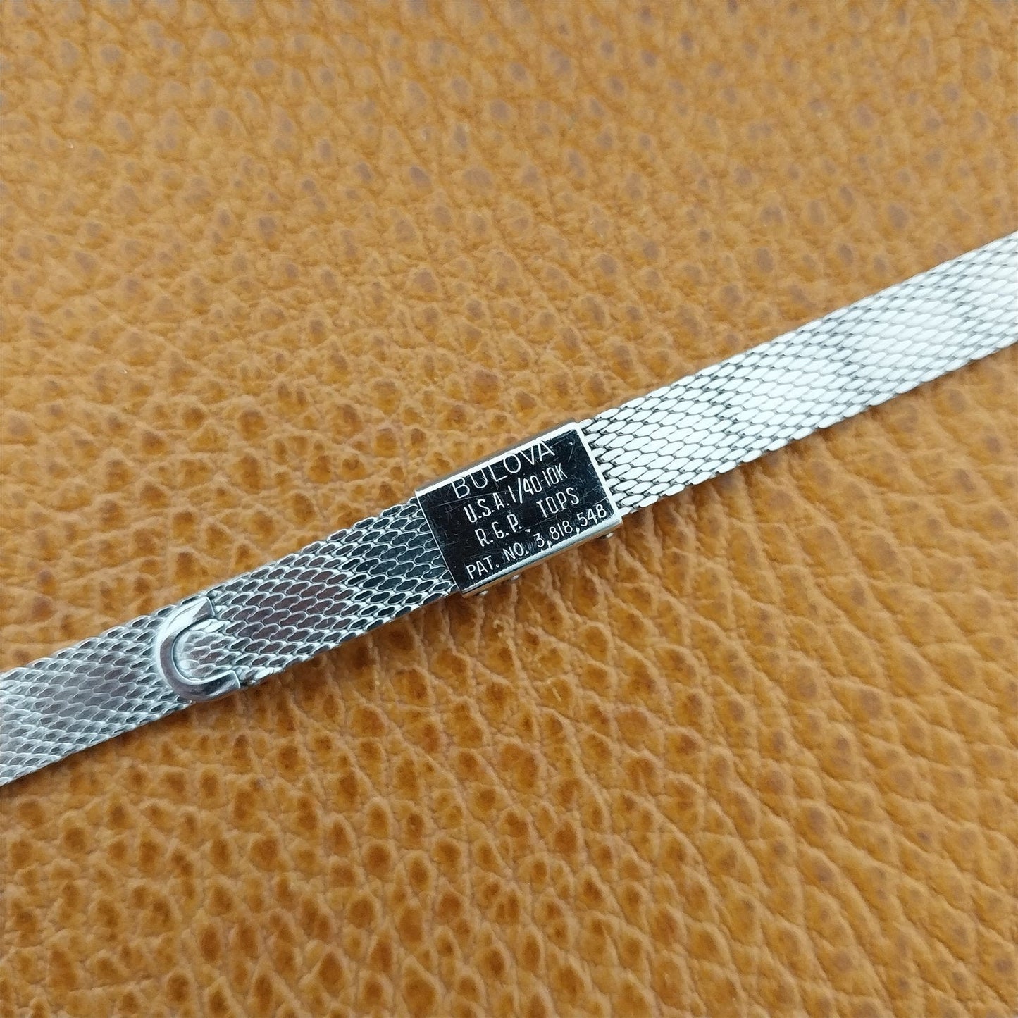 1970s Bulova White Gold rgp Mesh Unused Ladies Vintage Watch Band