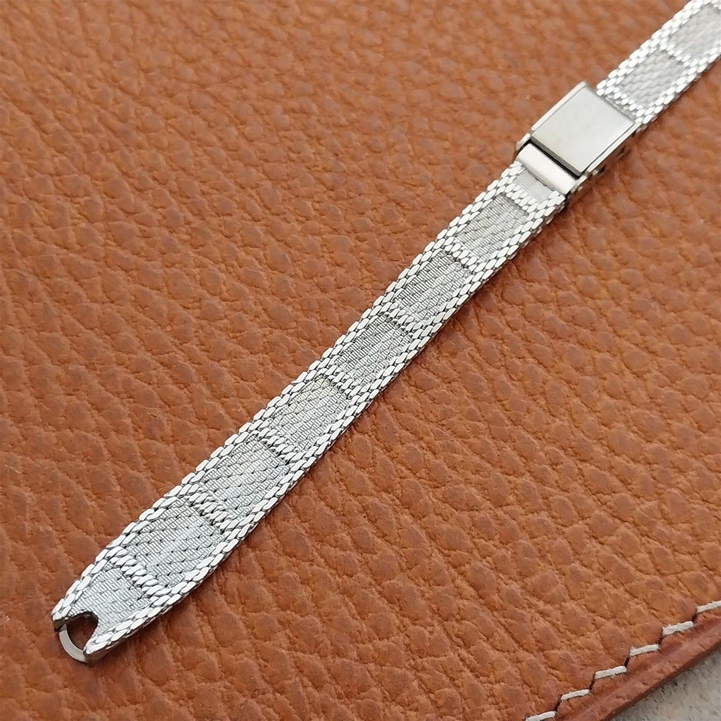 1970s Bulova White Gold rgp Mesh Unused Ladies Vintage Watch Band