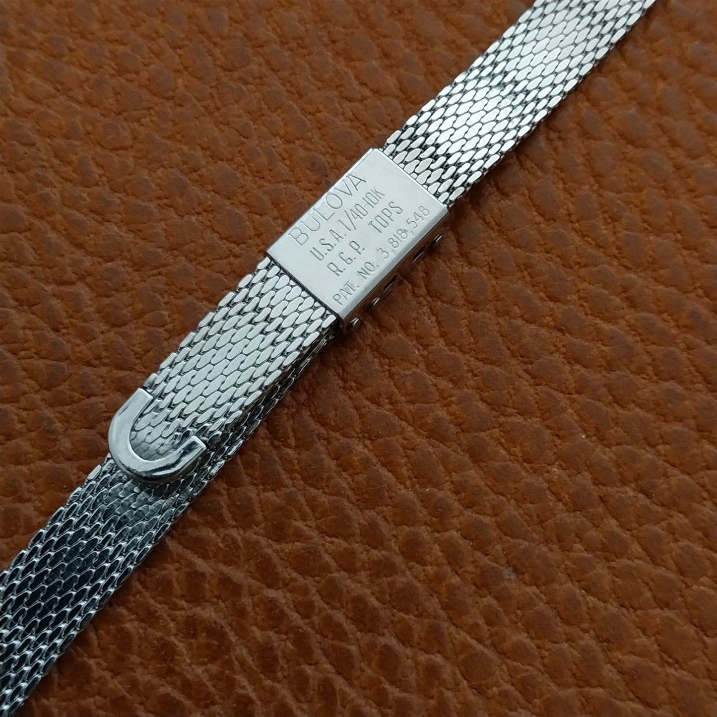 1970s Bulova White Gold rgp Mesh Unused Ladies Vintage Watch Band