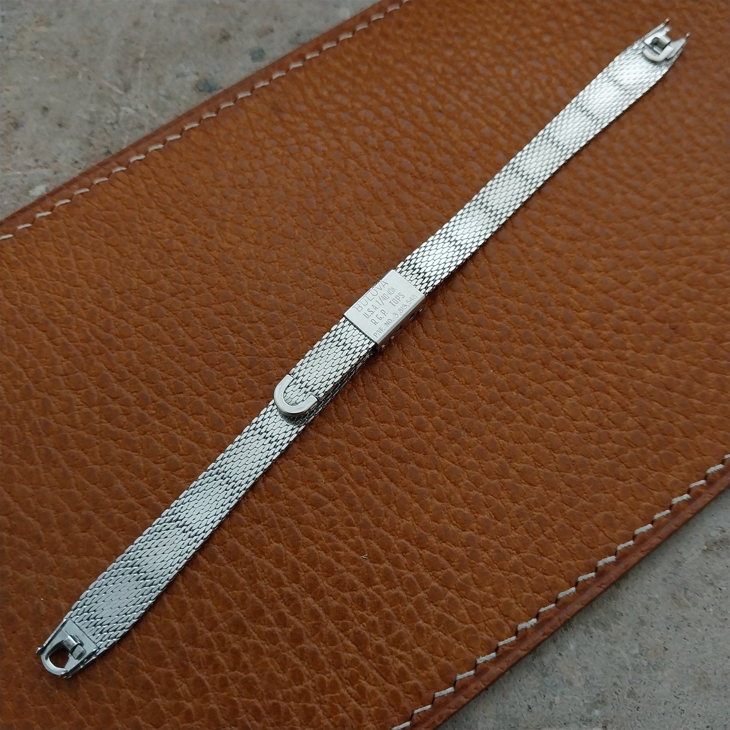 1970s Bulova White Gold rgp Mesh Unused Ladies Vintage Watch Band