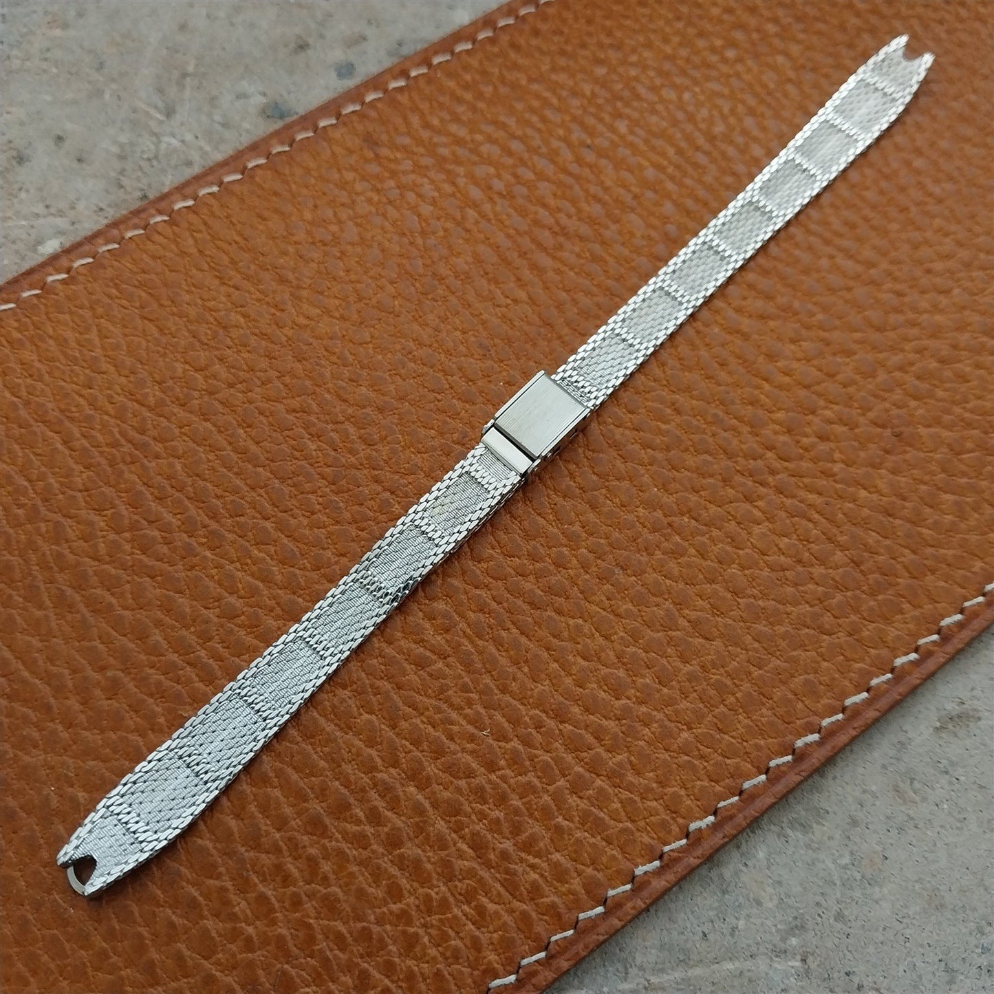 1970s Bulova White Gold rgp Mesh Unused Ladies Vintage Watch Band