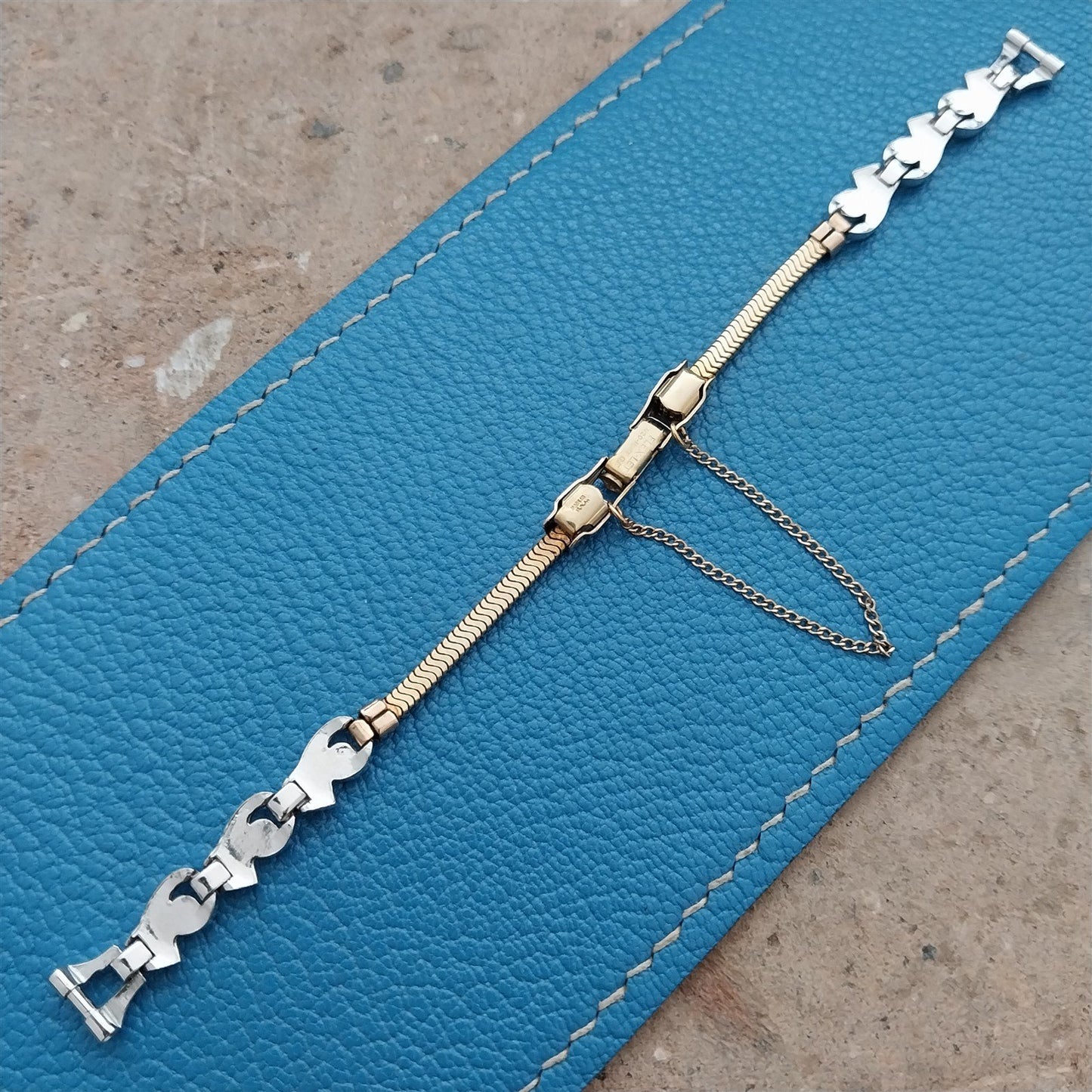 50s Ladies White & Yellow Gold-Filled Rhinestone Unused Vintage Watch Band