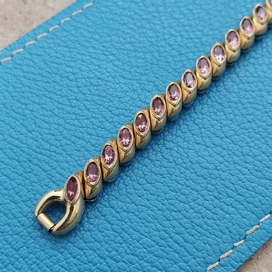 Ladies Bretton Gold-Filled Rhinestone 1940s Vintage Cocktail Watch Band