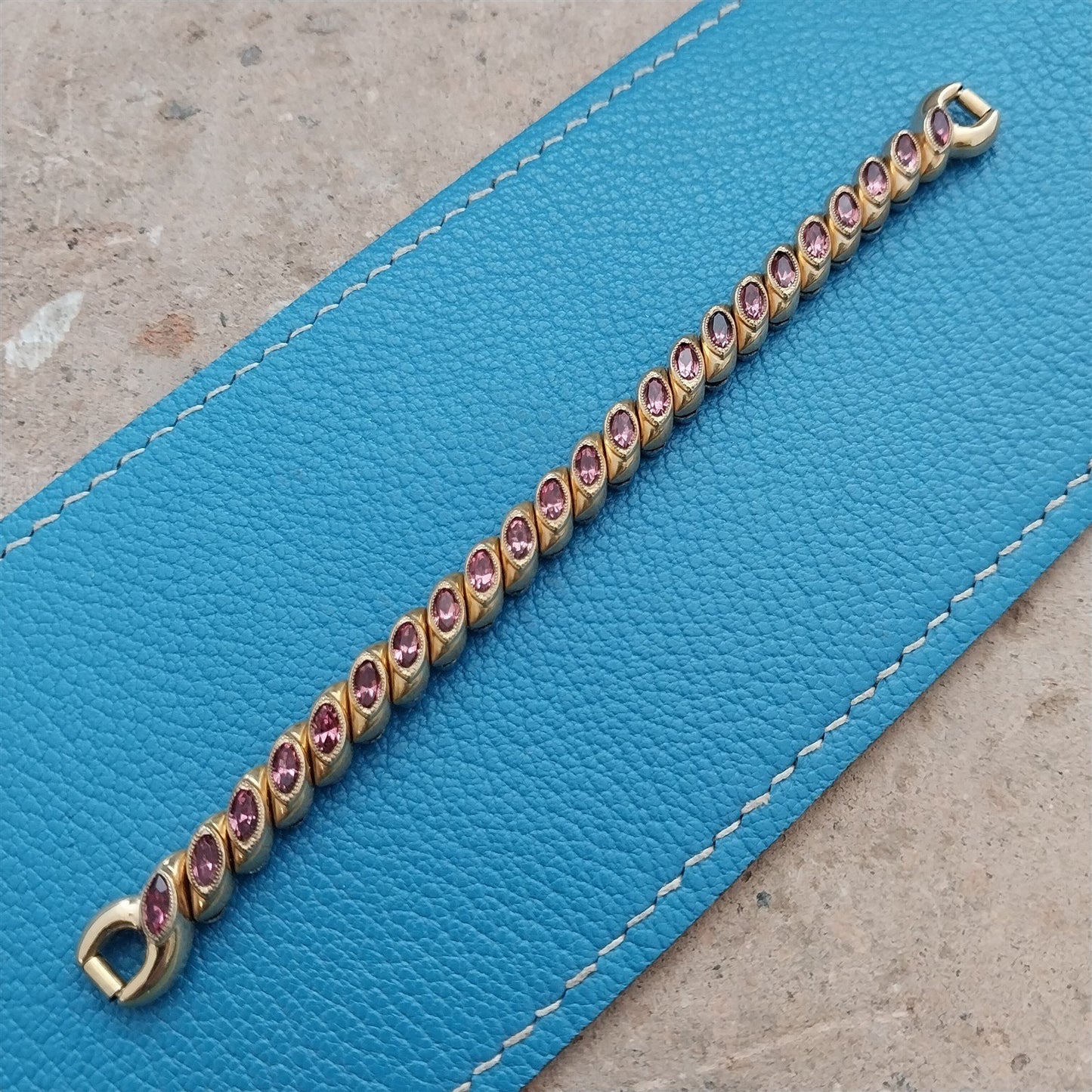 Ladies Bretton Gold-Filled Rhinestone 1940s Vintage Cocktail Watch Band