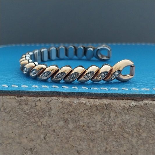 Bretton White & Yellow Gold-Filled Unused 1940s Cocktail Watch Band