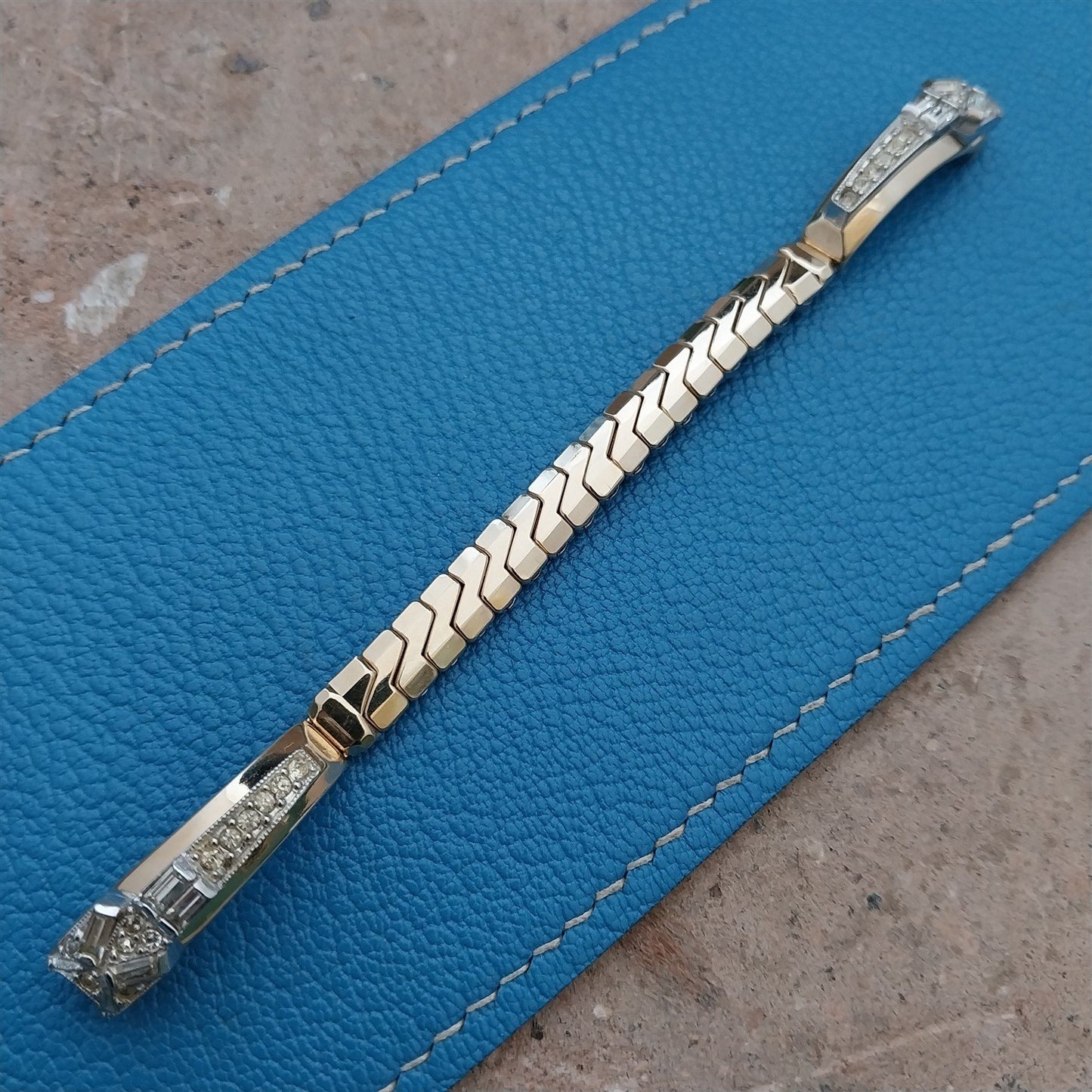 1950s Yellow & White Gold-Fill Rhinestone Vintage Cocktail Watch Band