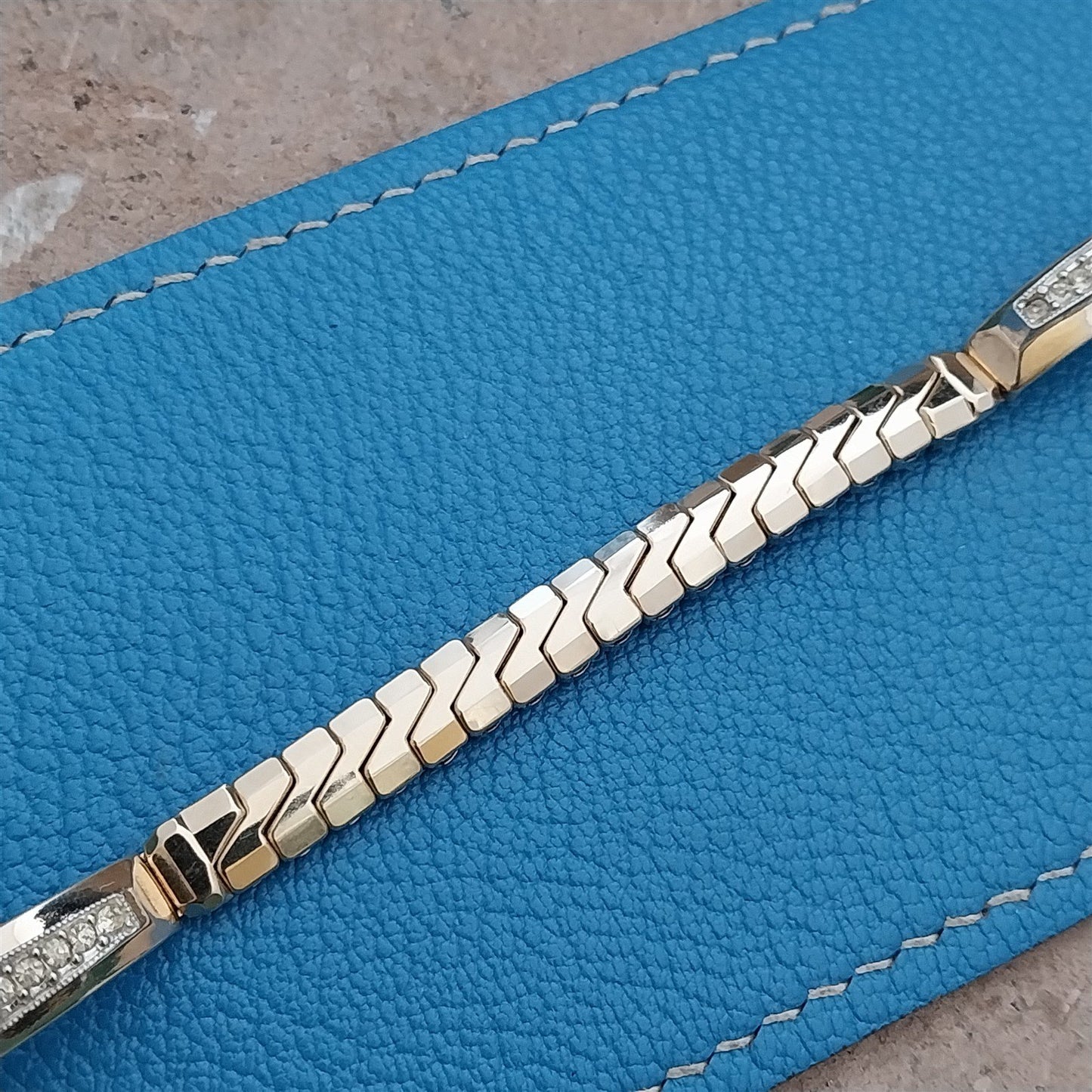 1950s Yellow & White Gold-Fill Rhinestone Vintage Cocktail Watch Band