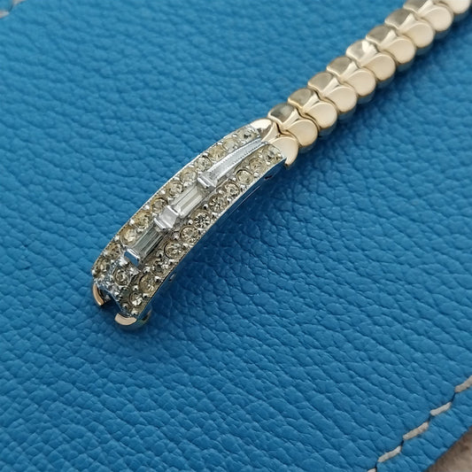 Ladies Yellow & White Gold-Fill Rhinestone 1950s Cocktail Watch Band