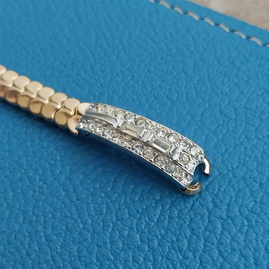 Ladies Yellow & White Gold-Fill Rhinestone 1950s Cocktail Watch Band