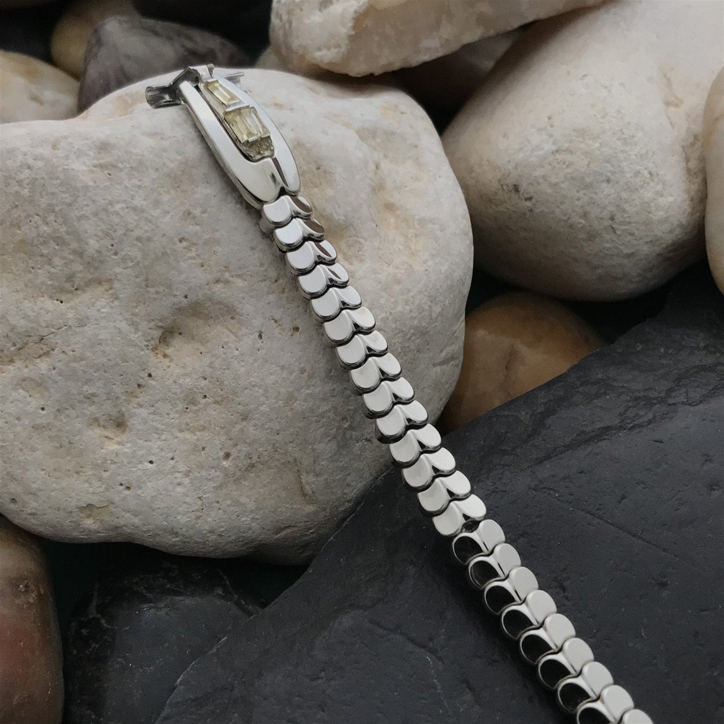 Ladies White Gold-Filled & Rhinestone Champion Cleopatra 50s Vintage Watch Band