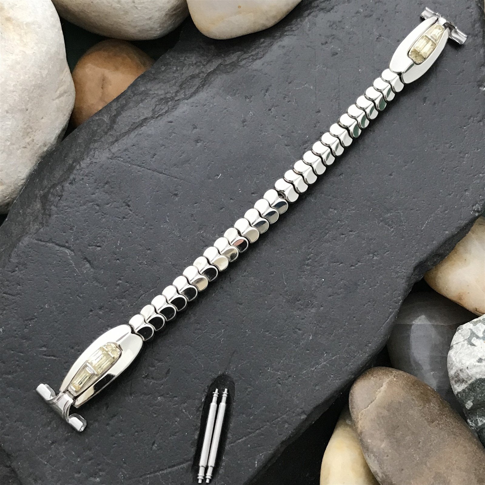 Ladies White Gold-Filled & Rhinestone Champion Cleopatra 50s Vintage Watch Band
