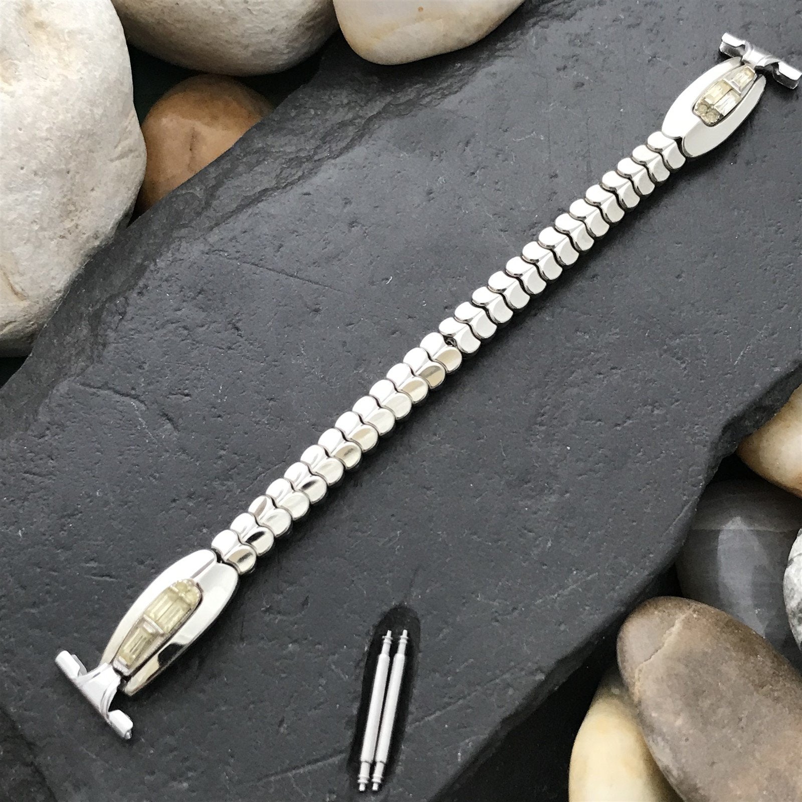 Ladies White Gold-Filled & Rhinestone Champion Cleopatra 50s Vintage Watch Band