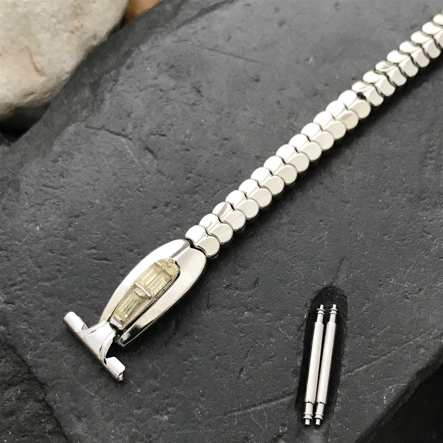 Ladies White Gold-Filled & Rhinestone Champion Cleopatra 50s Vintage Watch Band