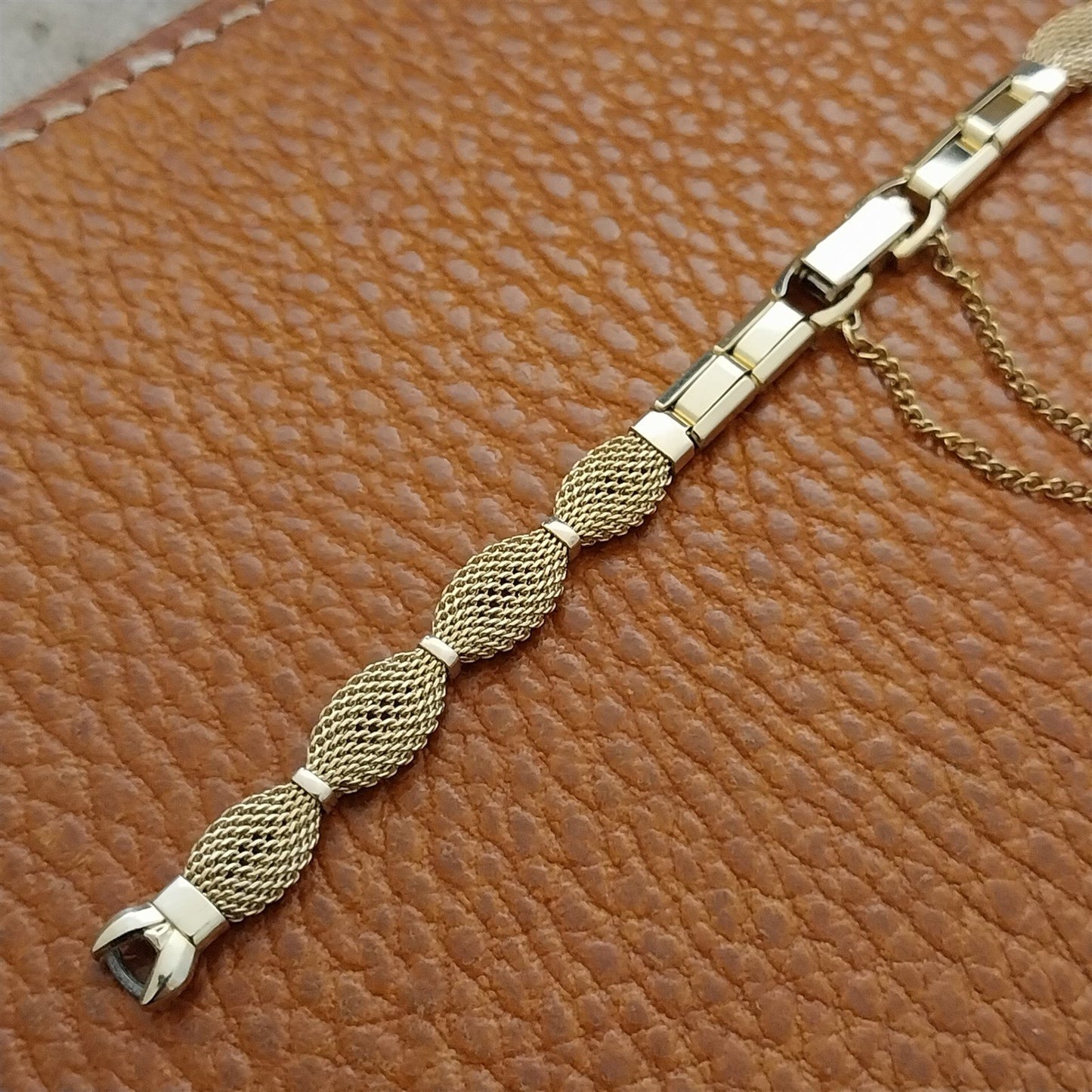 Ladies 10k Gold RGP Mesh Speidel Golden Bow 1960s Cocktail Watch Band