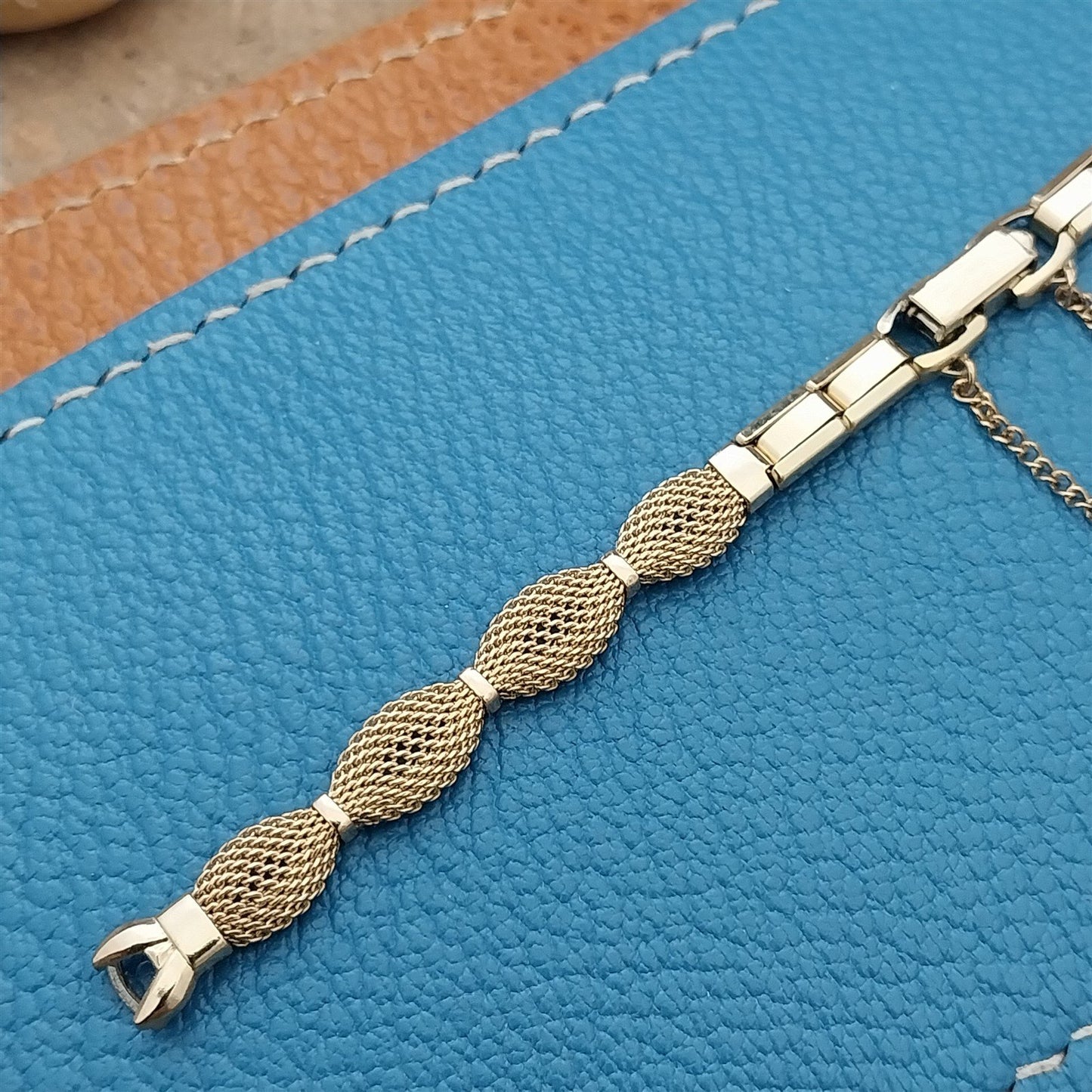 Ladies 10k Gold RGP Mesh Speidel Golden Bow Unused 1960s Vintage Watch Band