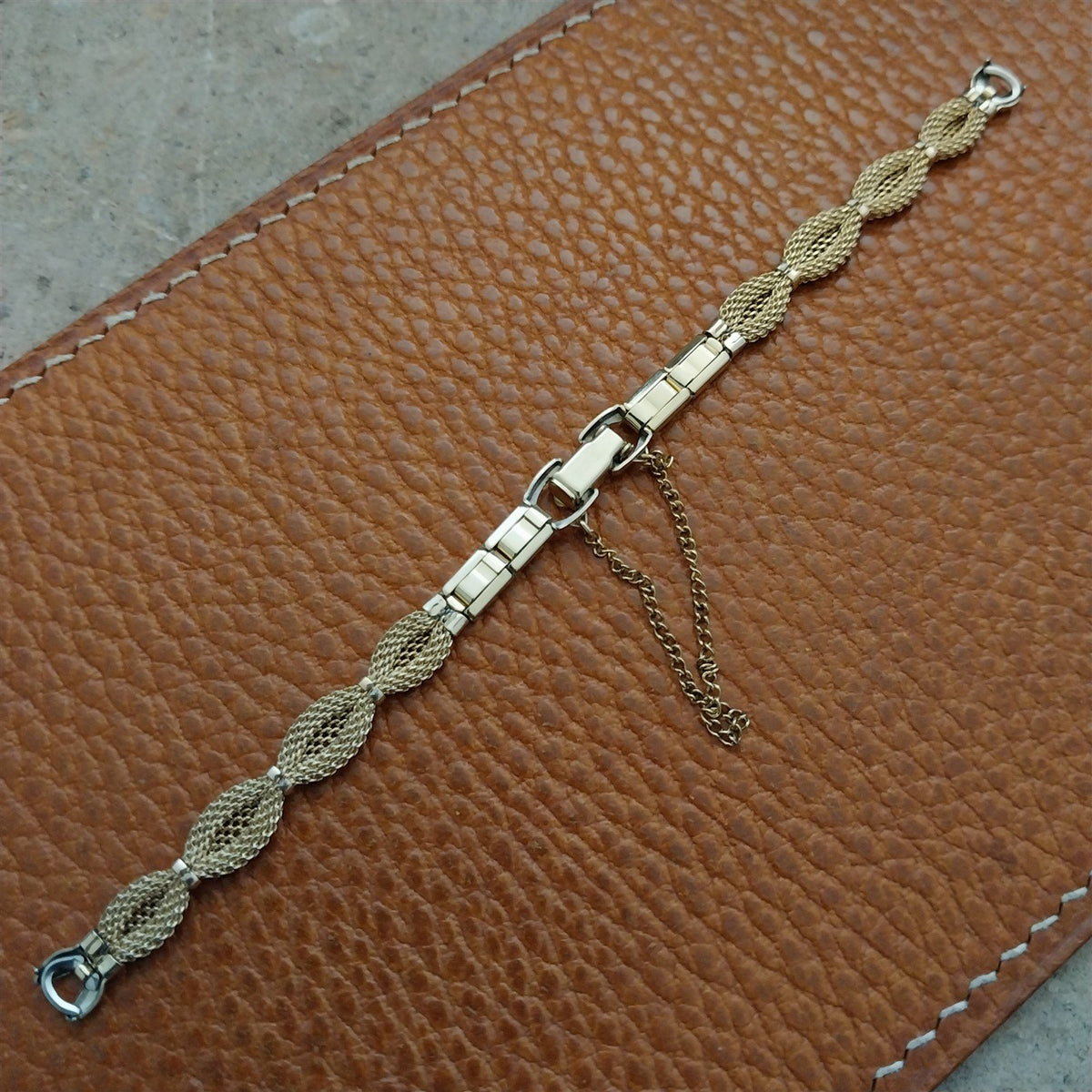 Ladies 10k Gold RGP Mesh Speidel Golden Bow 1960s Cocktail Watch Band