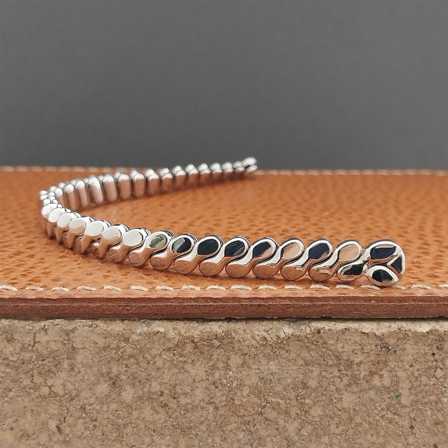 White Gold-Filled Ladies Expansion Long NOS 1950s Cocktail Watch Band