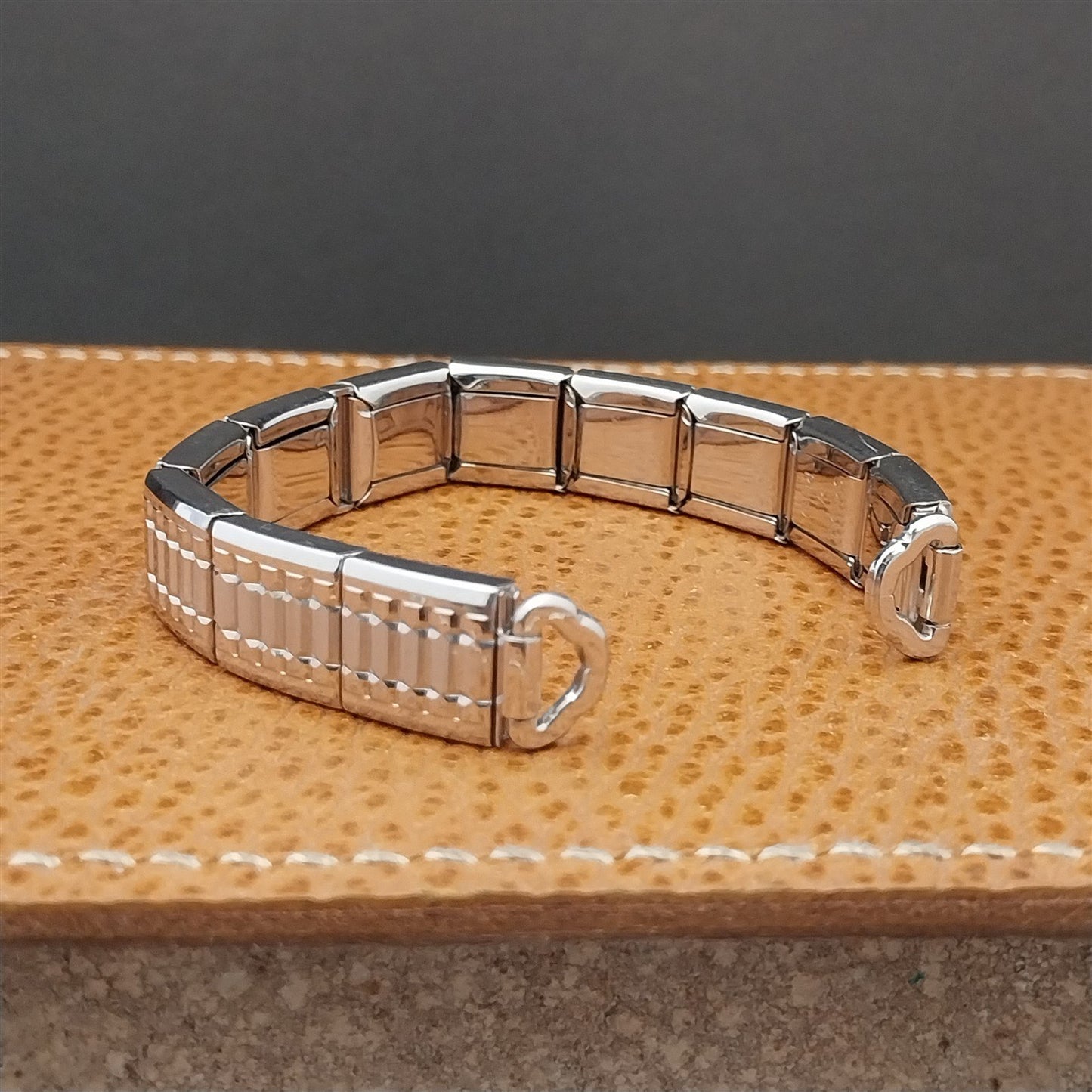 1950s Ladies White Gold-Filled Speidel Stepping Stones Unused Vintage Watch Band