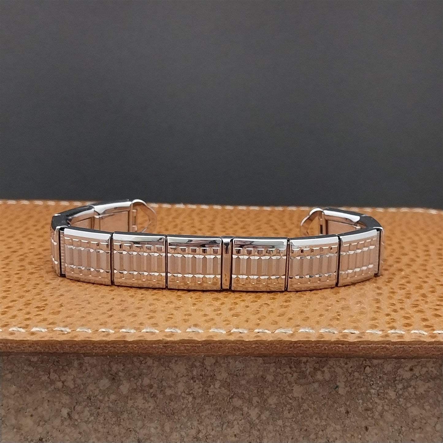 1950s Ladies White Gold-Filled Speidel Stepping Stones Unused Vintage Watch Band