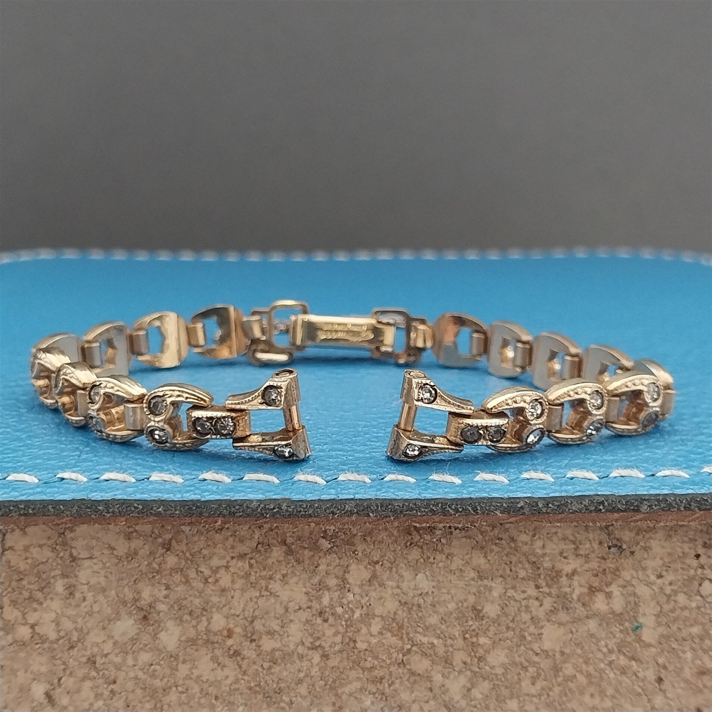 Ladies Gold-Fill & Rhinestone Harwood 1940s Vintage Cocktail Watch Band