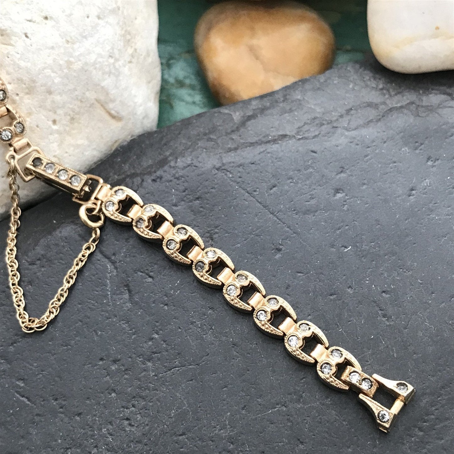 Ladies 10K Gold-Filled & Rhinestone Harwood Unused 1940s Vintage Watch Band