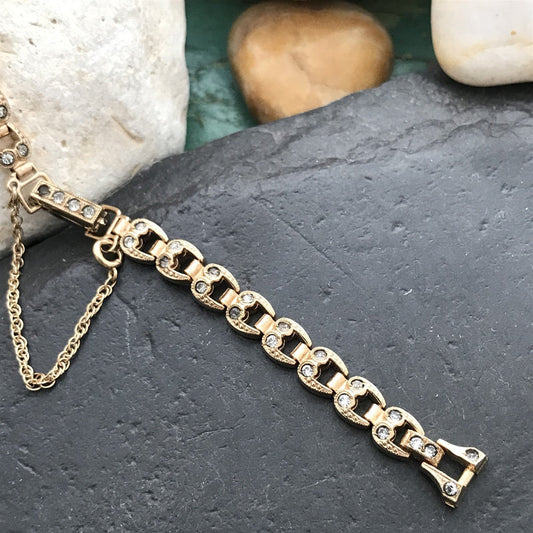 Ladies 10K Gold-Filled & Rhinestone Harwood Unused 1940s Vintage Watch Band