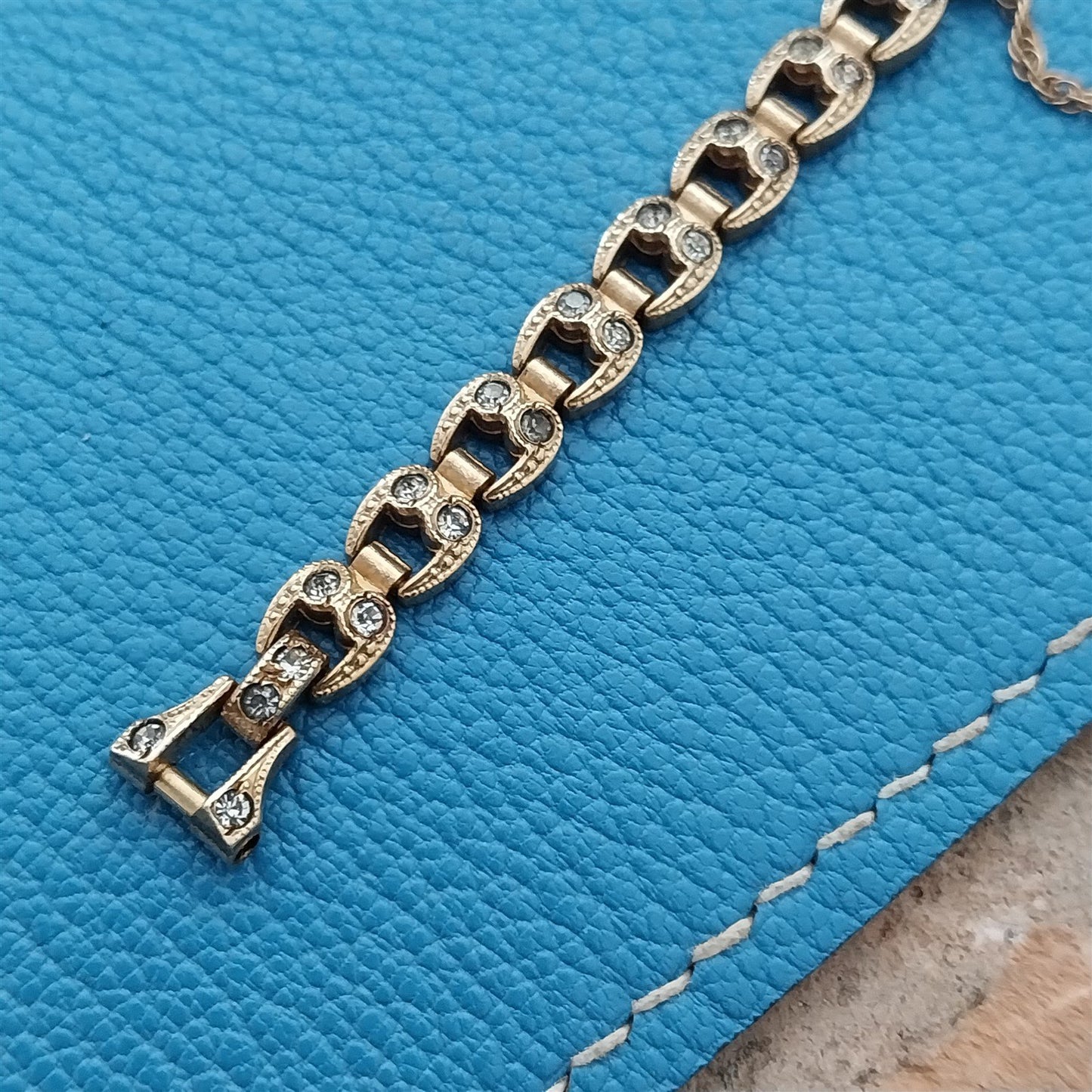 Ladies Gold-Fill & Rhinestone Harwood 1940s Vintage Cocktail Watch Band