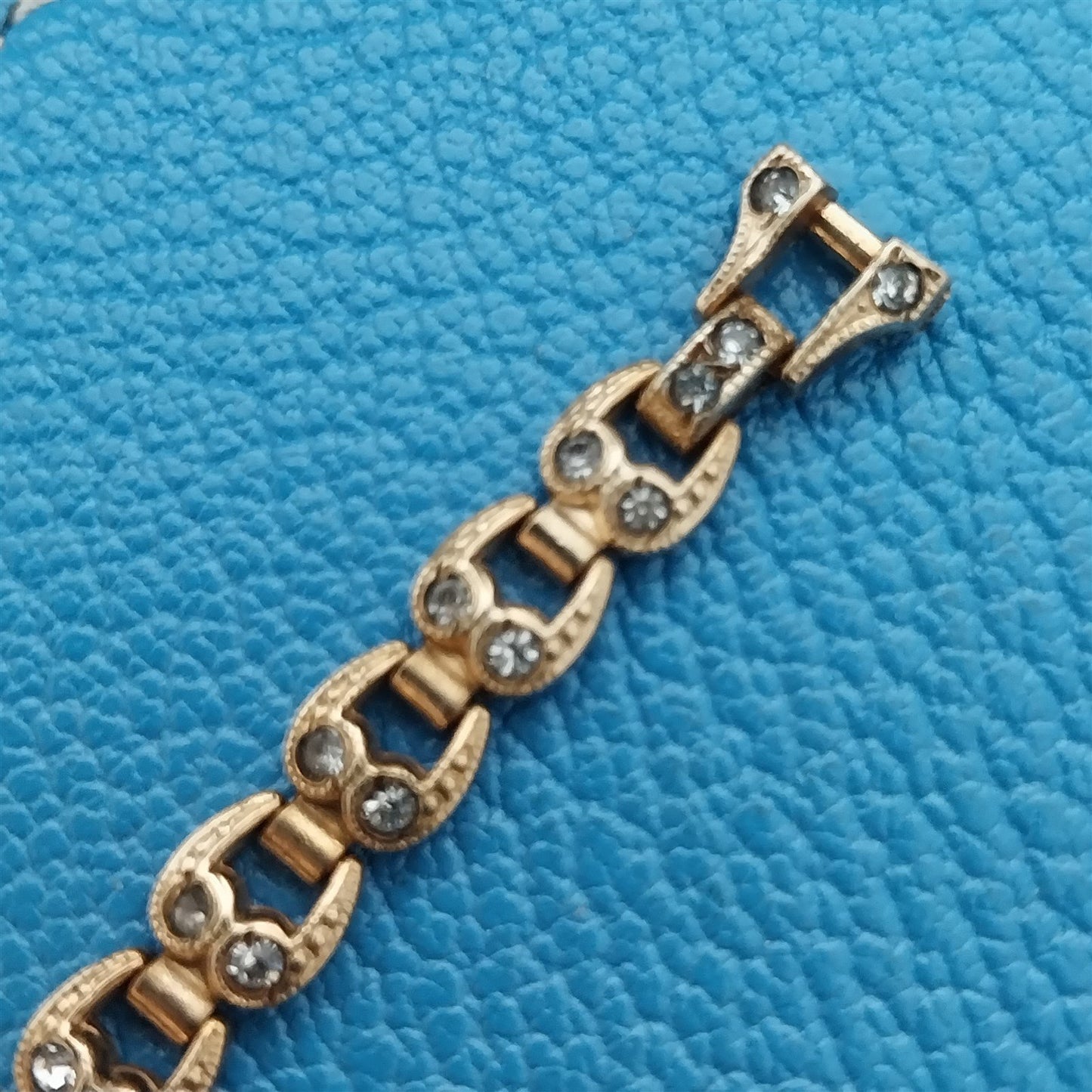 Ladies Gold-Fill & Rhinestone Harwood 1940s Vintage Cocktail Watch Band