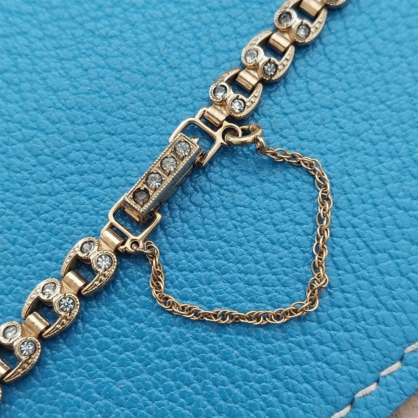 Ladies Gold-Fill & Rhinestone Harwood 1940s Vintage Cocktail Watch Band
