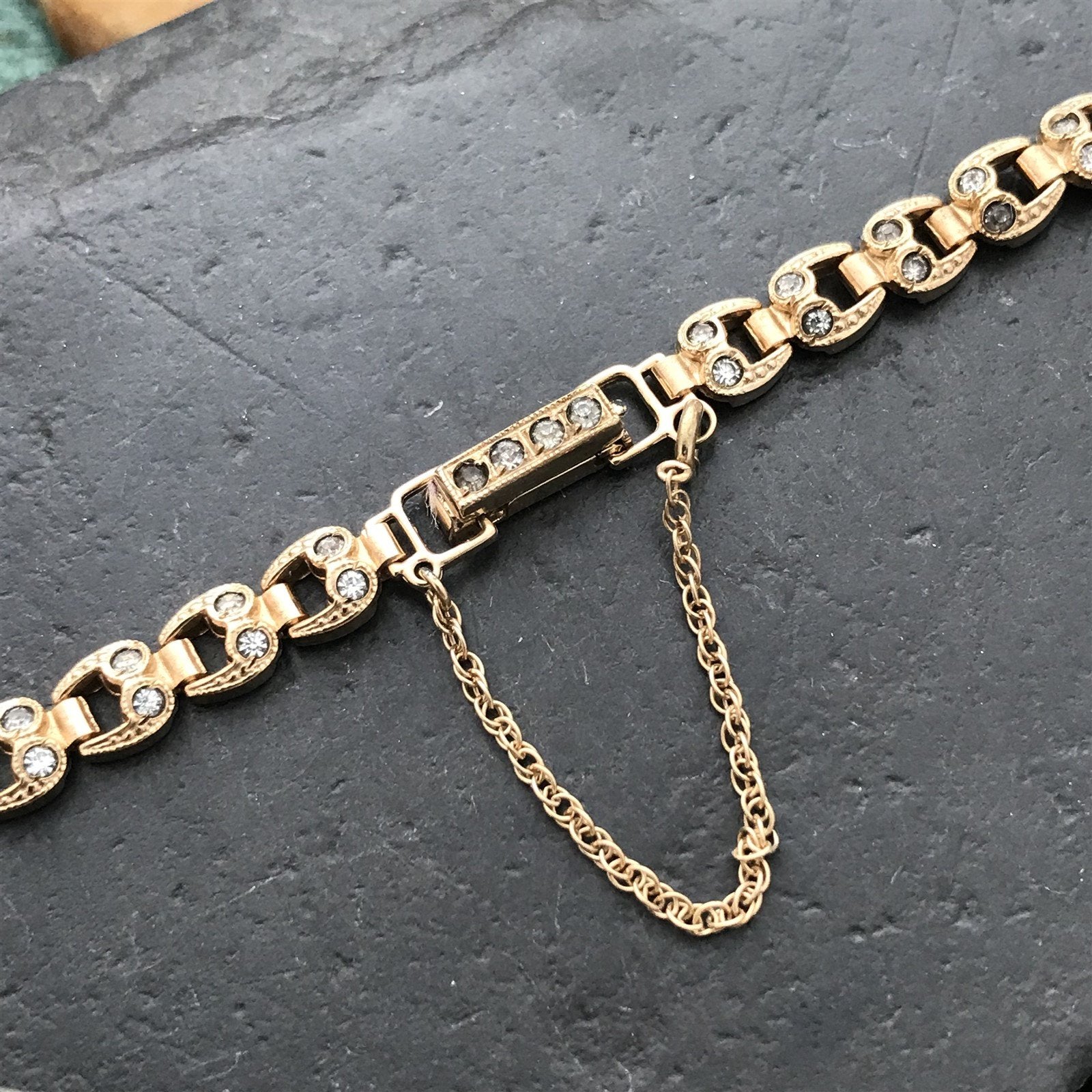 Ladies 10K Gold-Filled & Rhinestone Harwood Unused 1940s Vintage Watch Band